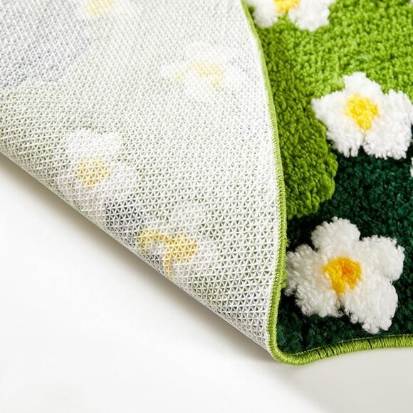 NEW Cute Green Floral Bath Mat Microfiber Moss Bathroom Rug 16''Wx24''L Non Slip - Picture 6 of 7